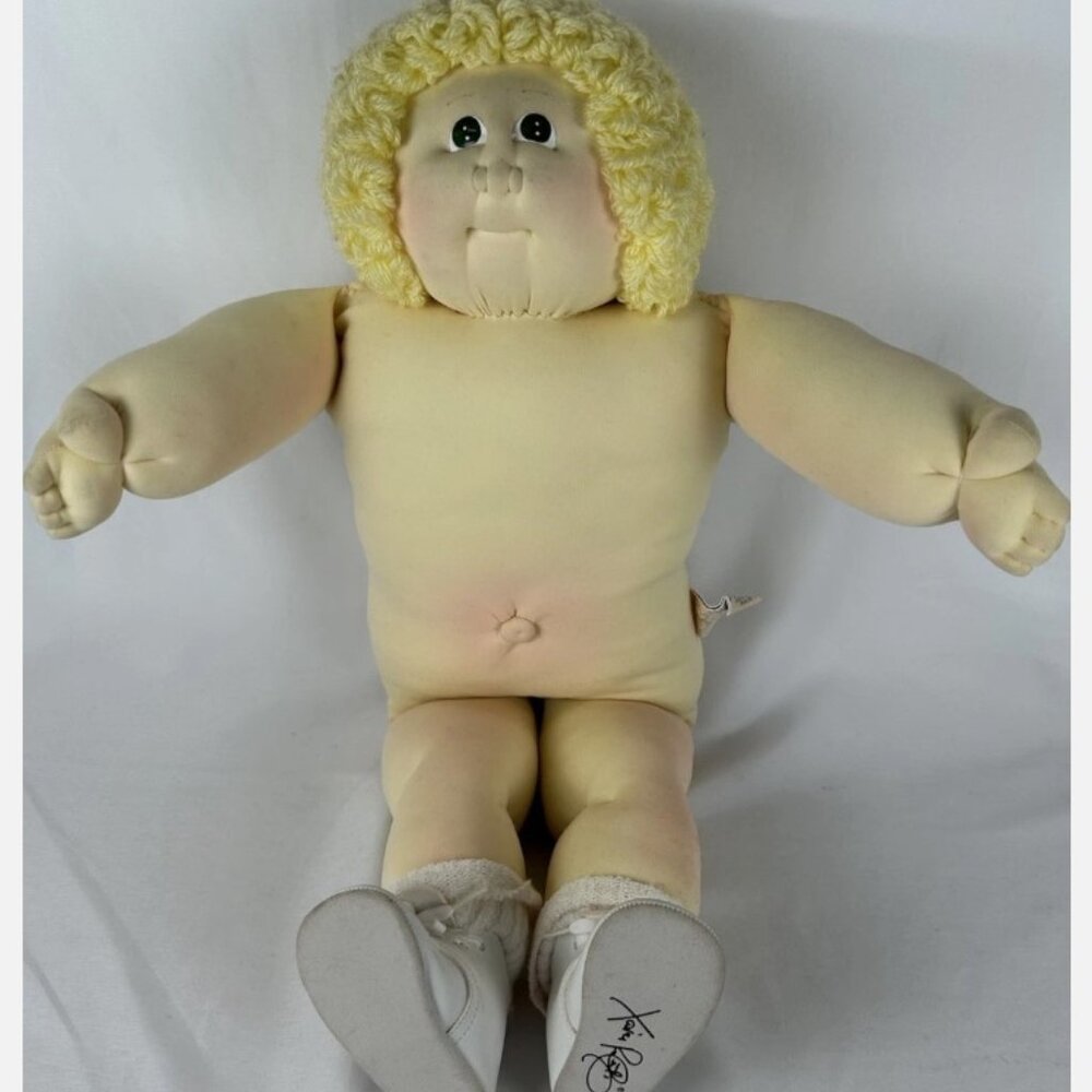 Vtg 1985 Little People Soft Sculpture Boy Cabbage Patch 22" Blonde Green Eyes